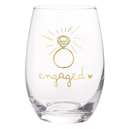 Engaged Gold Foil Stemless Wine Glass