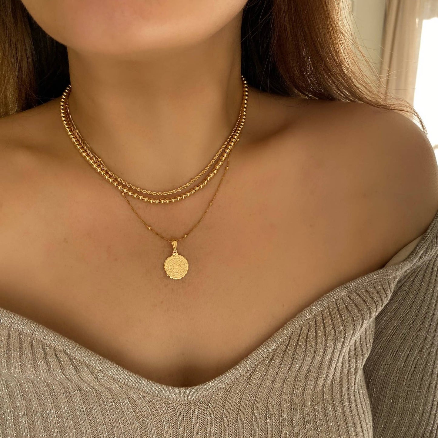 Our Father prayer coin necklace