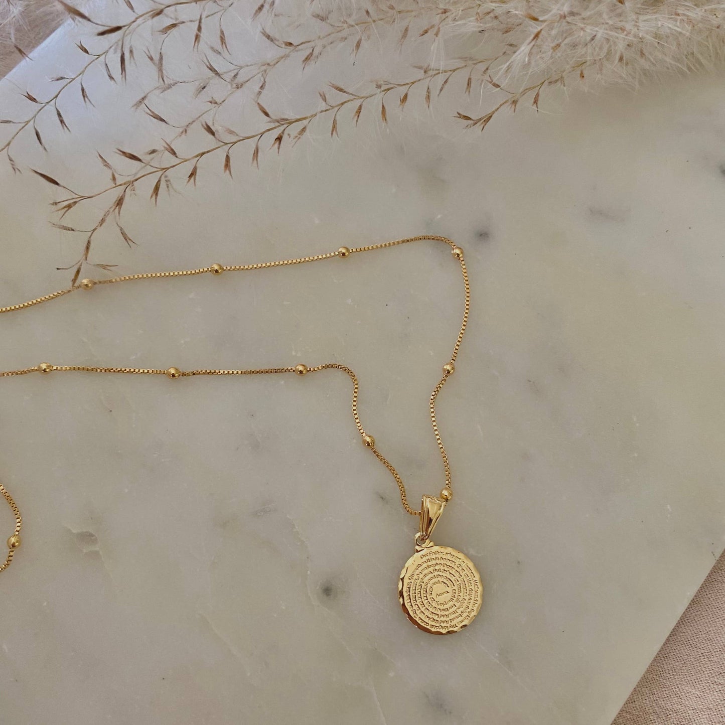 Our Father prayer coin necklace
