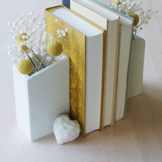 Handmade Stone Bookends & Vase