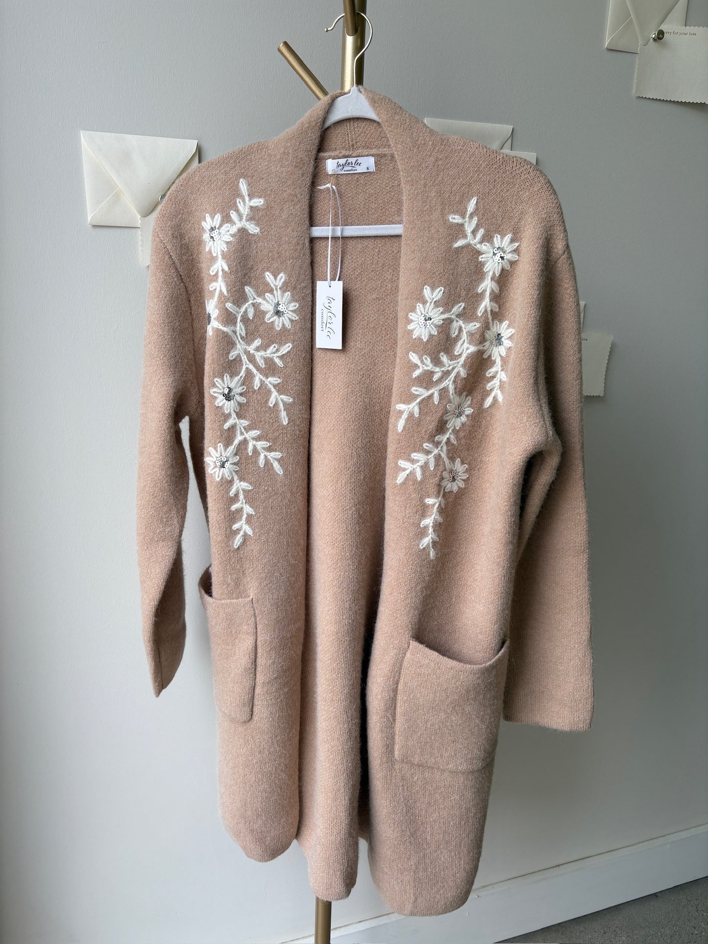 Floral Embellished Coatigan
