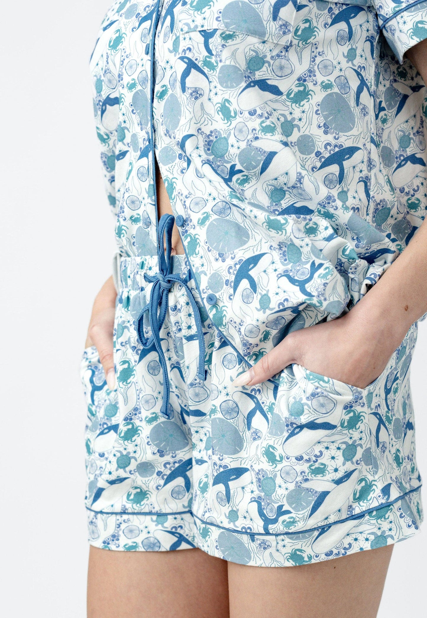 Blue Sea Life Modal Short PJ Set