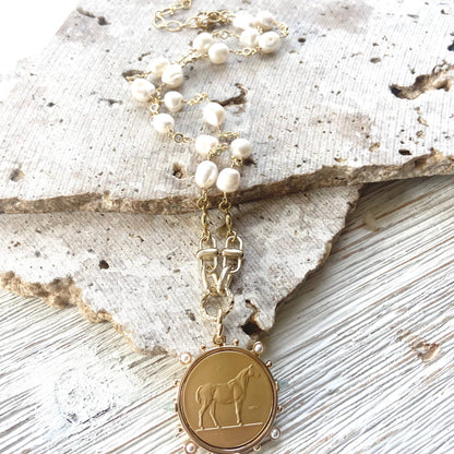 Horse Coin Equestrian Derby Necklace