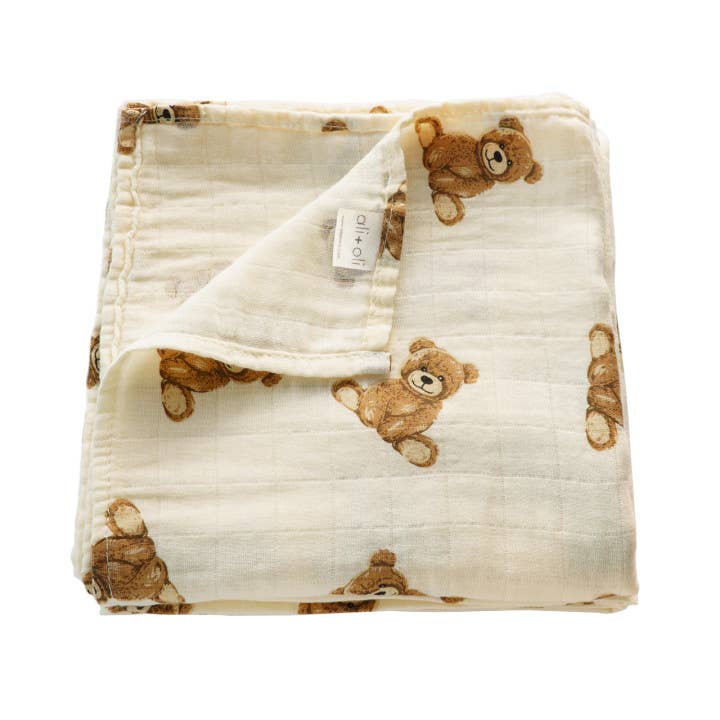 Teddy Bear Bamboo Baby Blanket