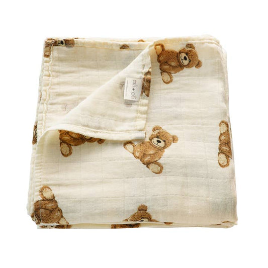Teddy Bear Bamboo Baby Blanket