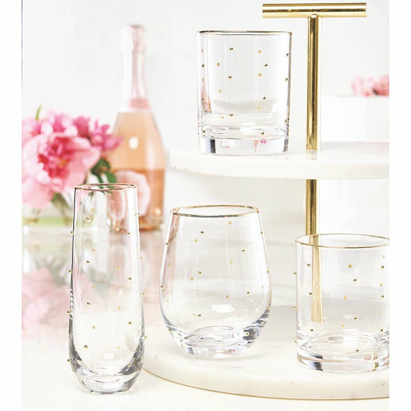 Gold Beaded Water Glass