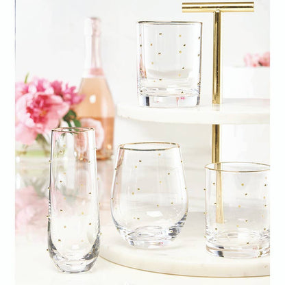 Gold Beaded Water Glass