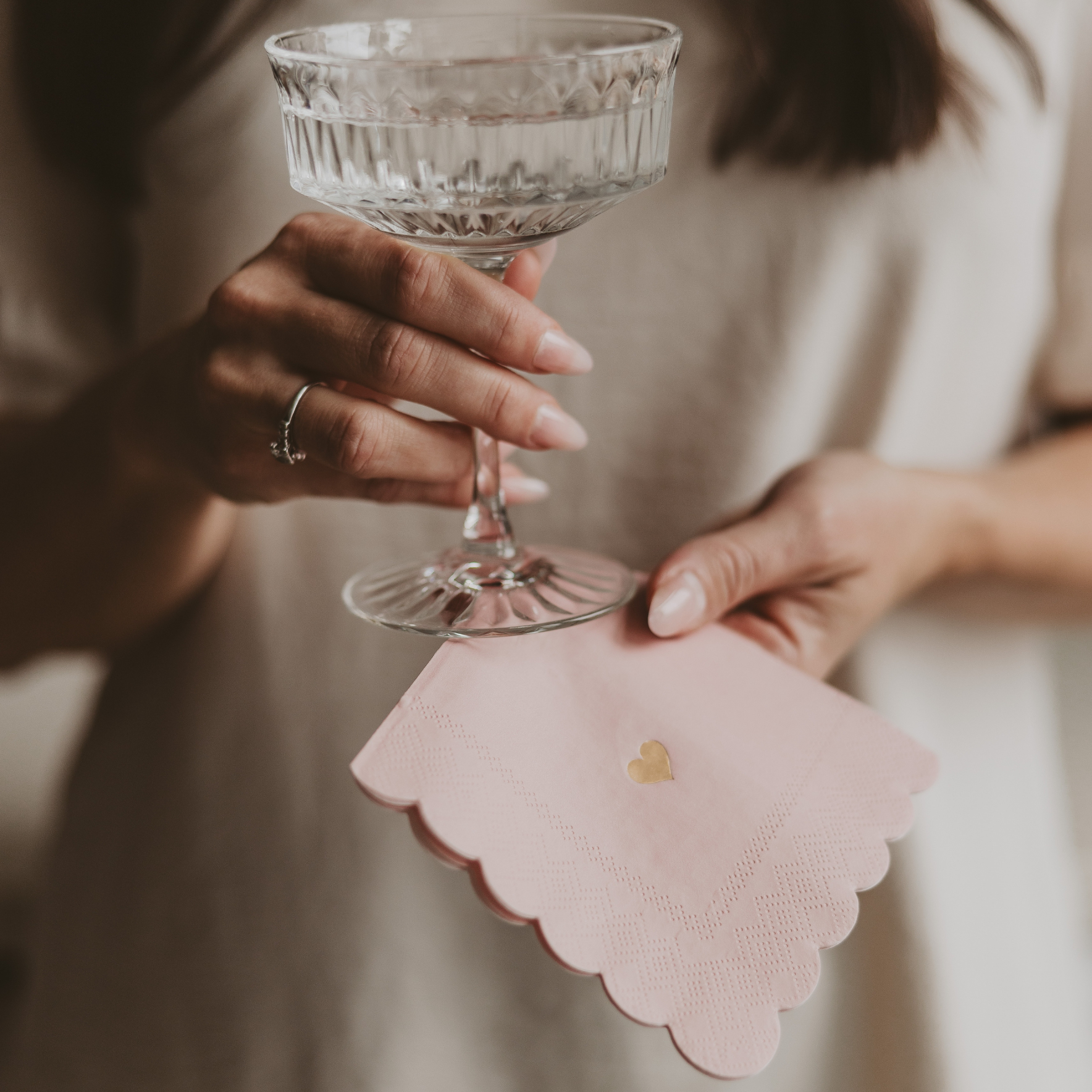 Pink Heart Cocktail Napkins