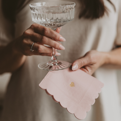 Pink Heart Cocktail Napkins