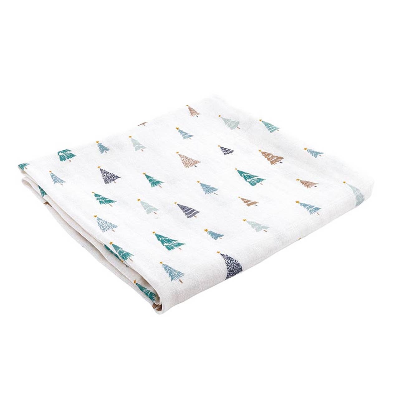 Holiday Trees Swaddle with Plush Rattle