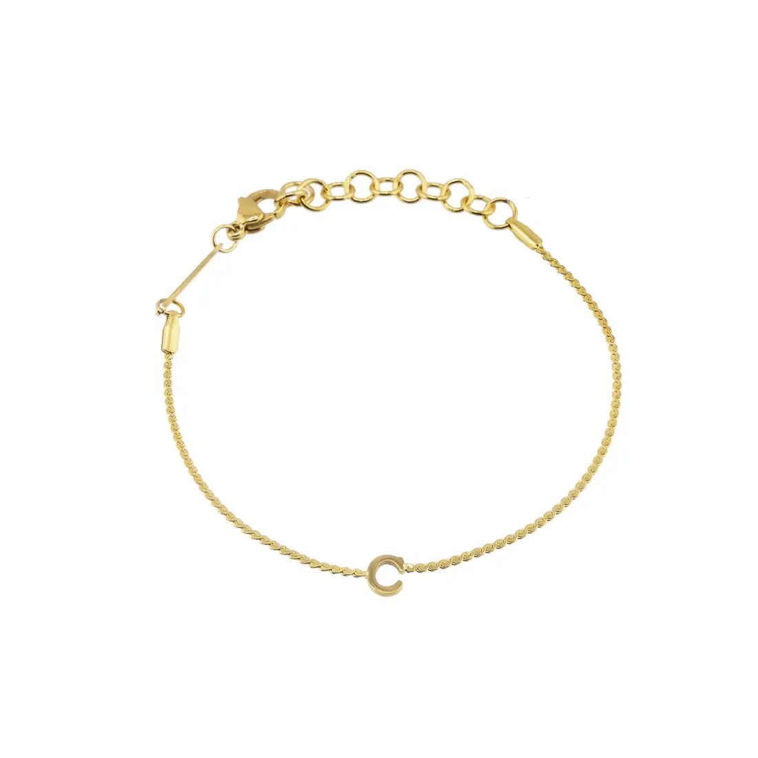 Dainty Waterproof Gold Initial Bracelet