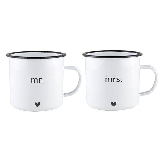 Mr and Mrs Enamel Mug Set