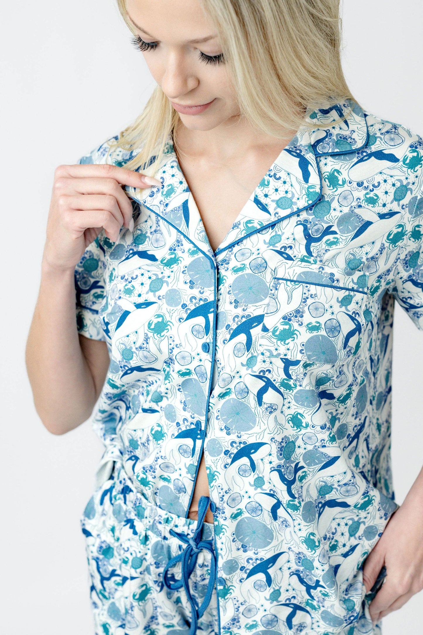 Blue Sea Life Modal Short PJ Set