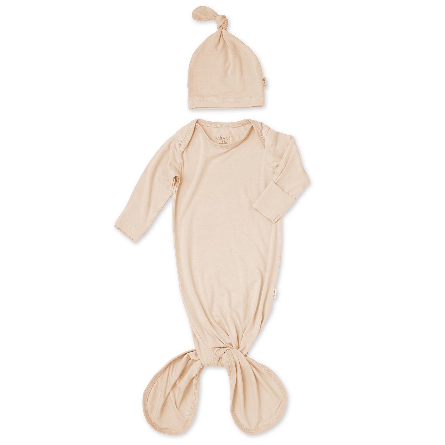 Bamboo Taupe Knotted Gown & Beanie