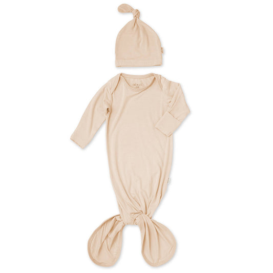 Bamboo Taupe Knotted Gown & Beanie