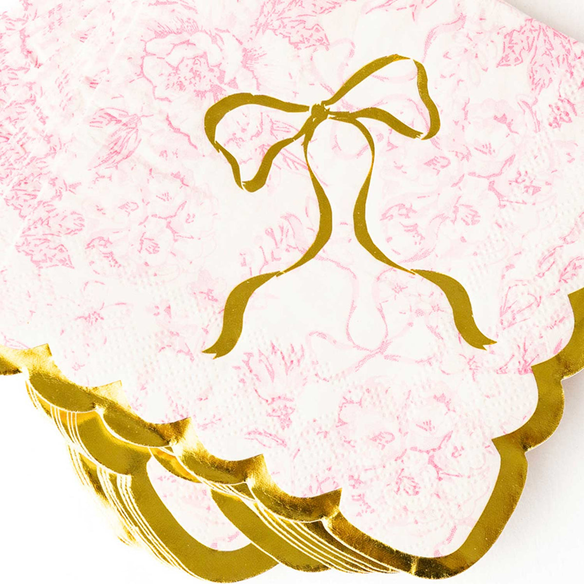 Pink Bow Paper Beverage Napkins