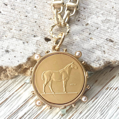 Horse Coin Equestrian Derby Necklace