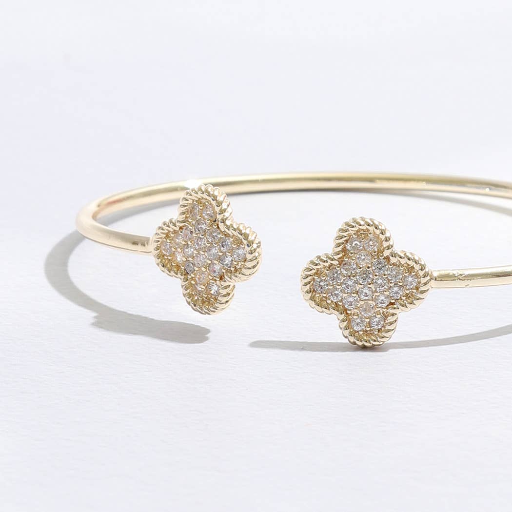 Thin Gold Clover Bracelet