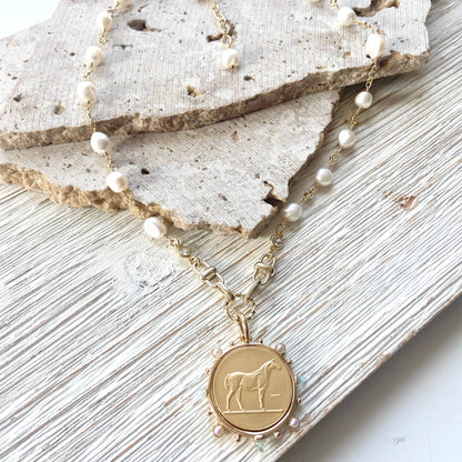 Horse Coin Equestrian Derby Necklace