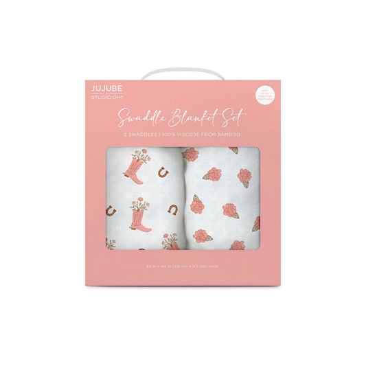Bloomin' Boot Pink Swaddle Blanket Set