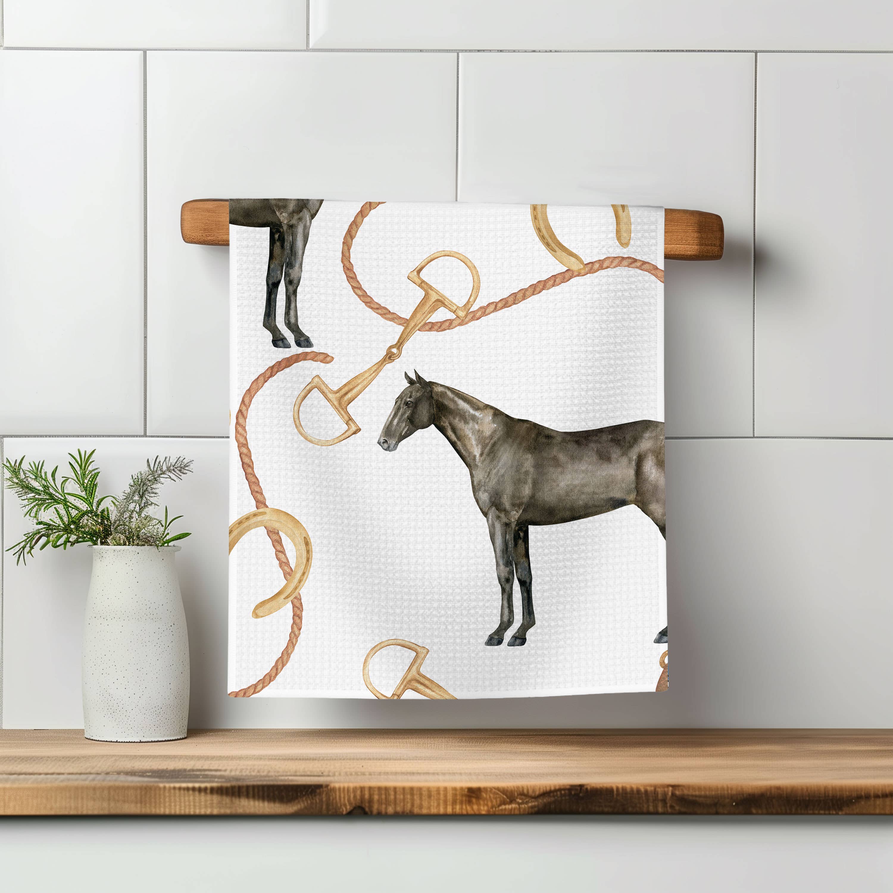 Horse Equestrian Tack Kitchen Towel