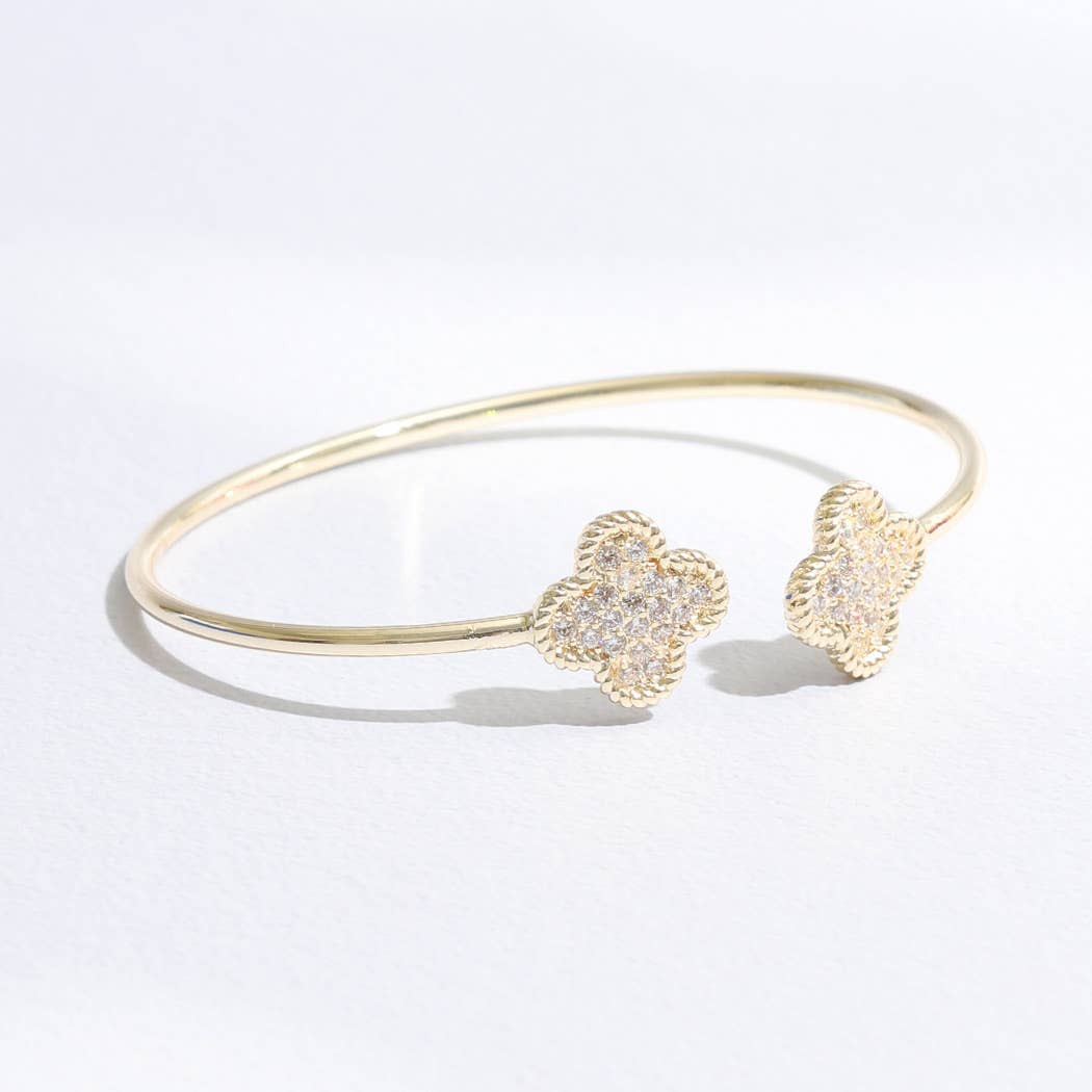 Thin Gold Clover Bracelet