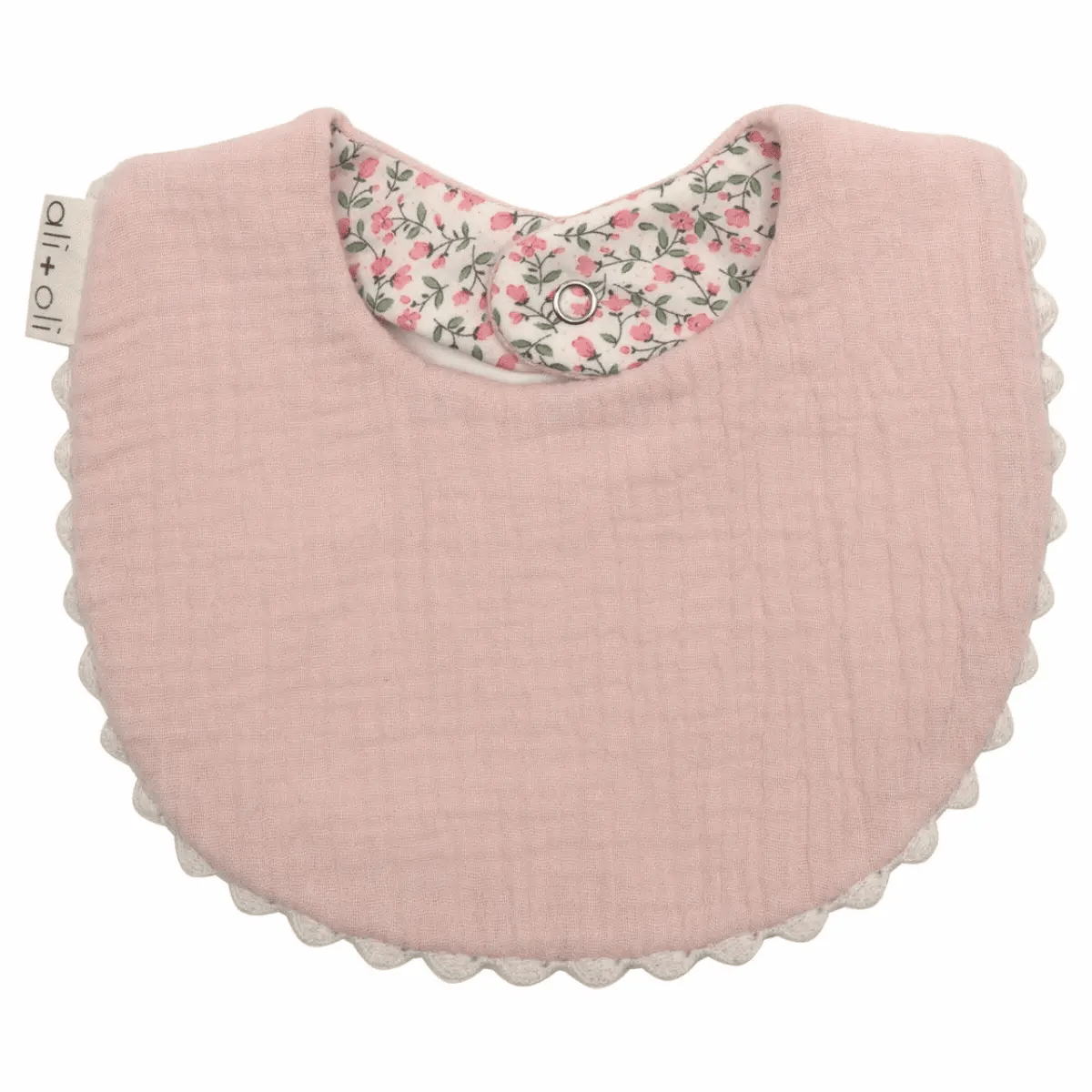 Pink Cotton Baby Bib Double Sided