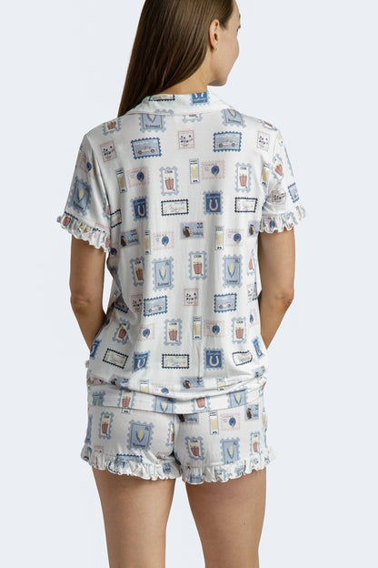 Kentucky Stamps Ruffle Shorts Pajama Set