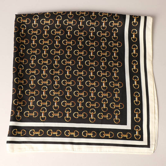 Satin Horsebit Black Light Weight Soft Scarf