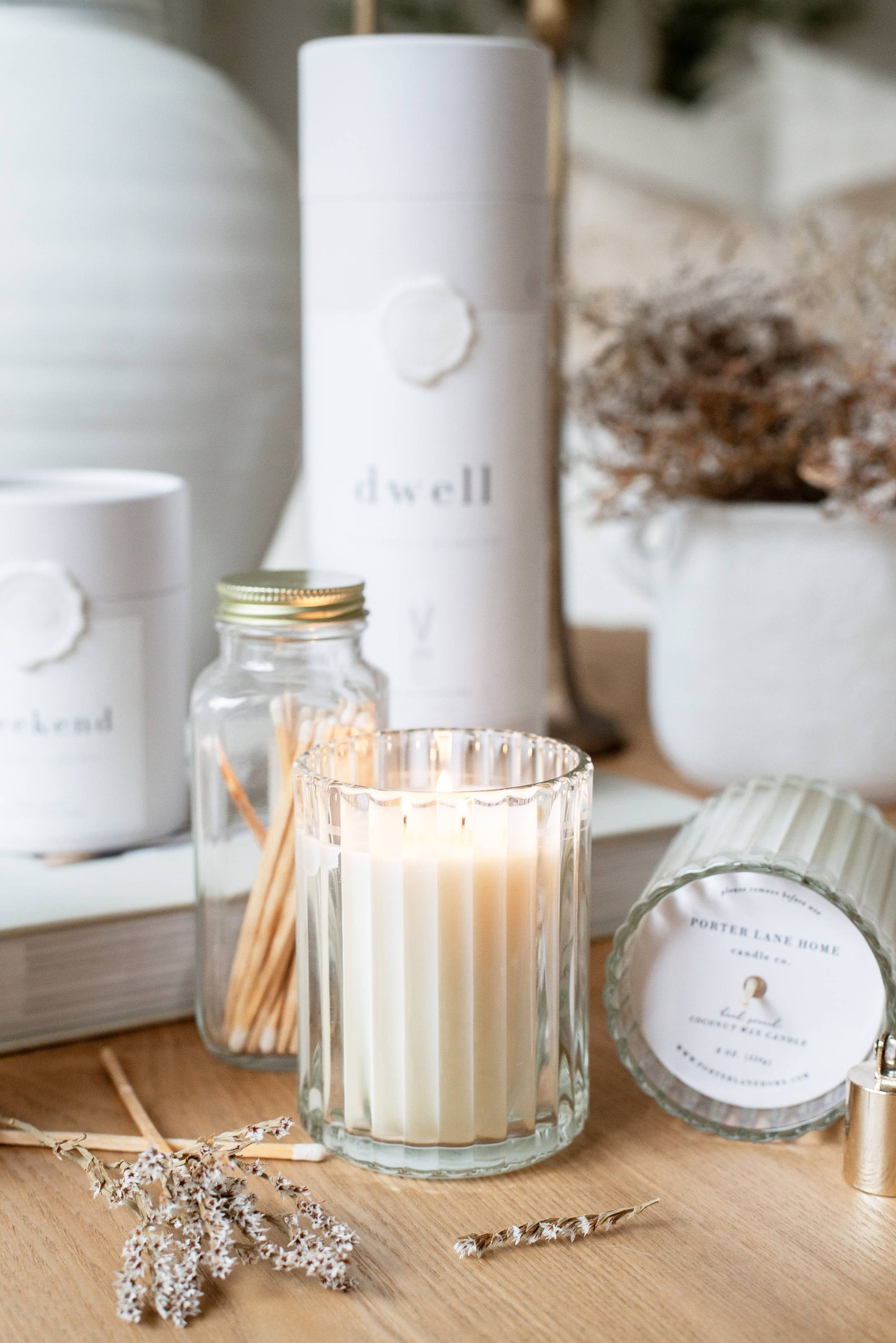 Weekend | Leather + Cardamom Fluted Coconut Wax Candle