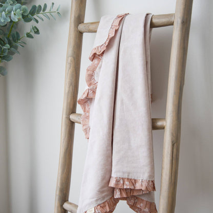 Violet Floral Muslin Baby Blanket with Ruffle Trim