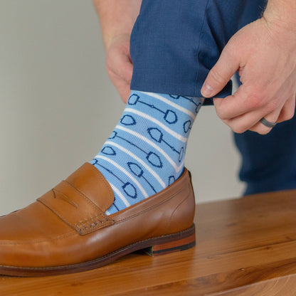 Blue Horse Bit Mens Socks