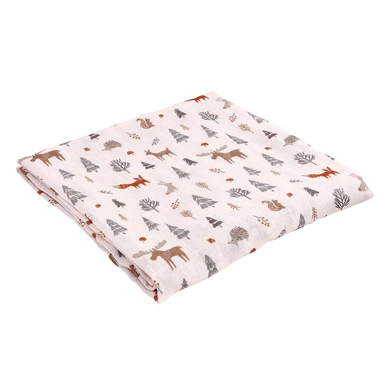 Pink Woodland Swaddle with Plush Rattle