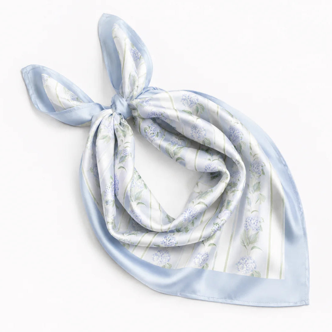 Blue Hydrangea Satin Scarf