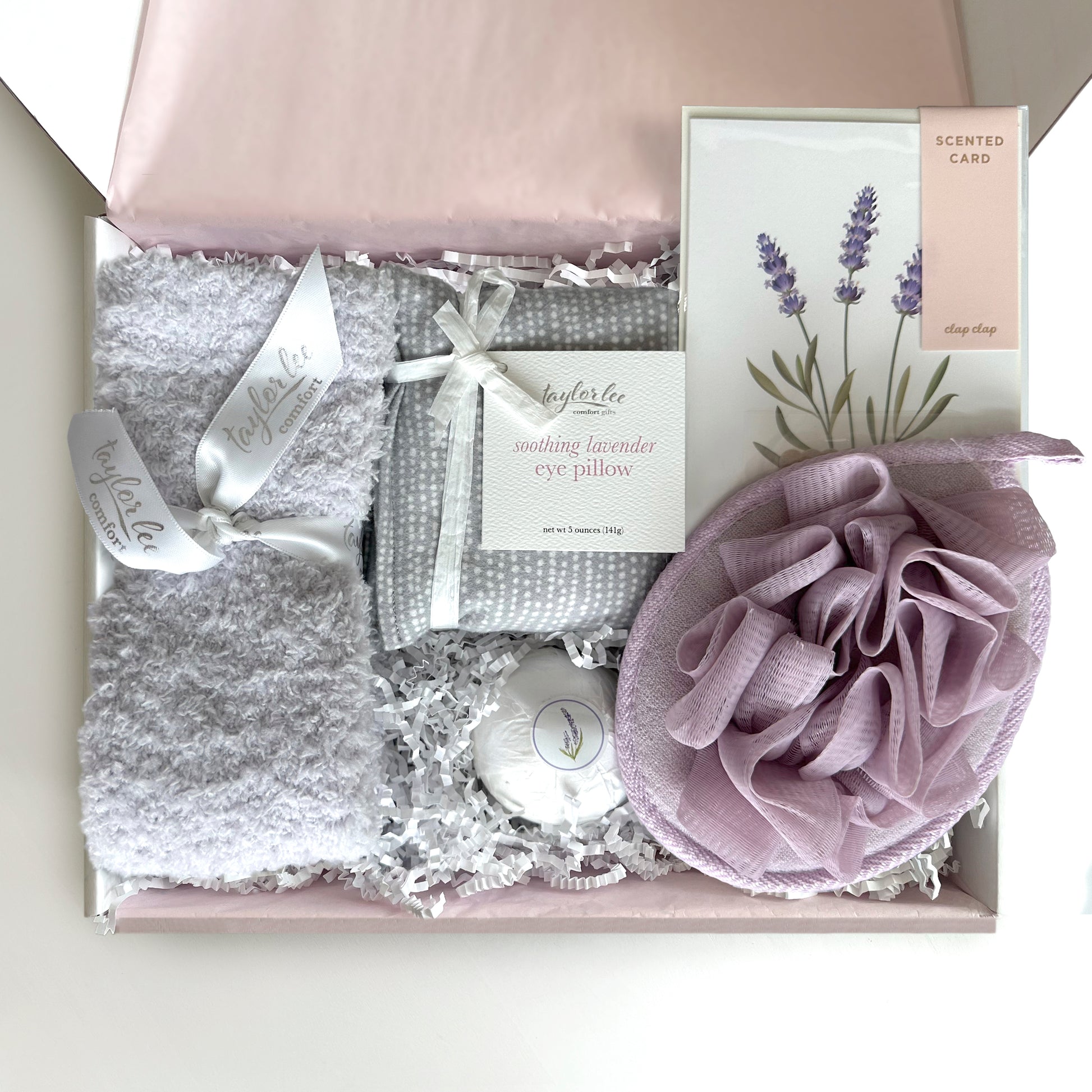 mothers day gift box ready to ship and smells as lovely as fresh flowers with the unique lavender scented greeting card