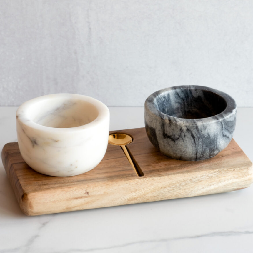 S/P MARBLE PINCH POT SET