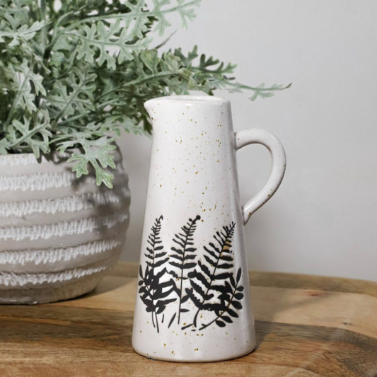 5.5" BLK/WHT FERN PATTERN PITCHER