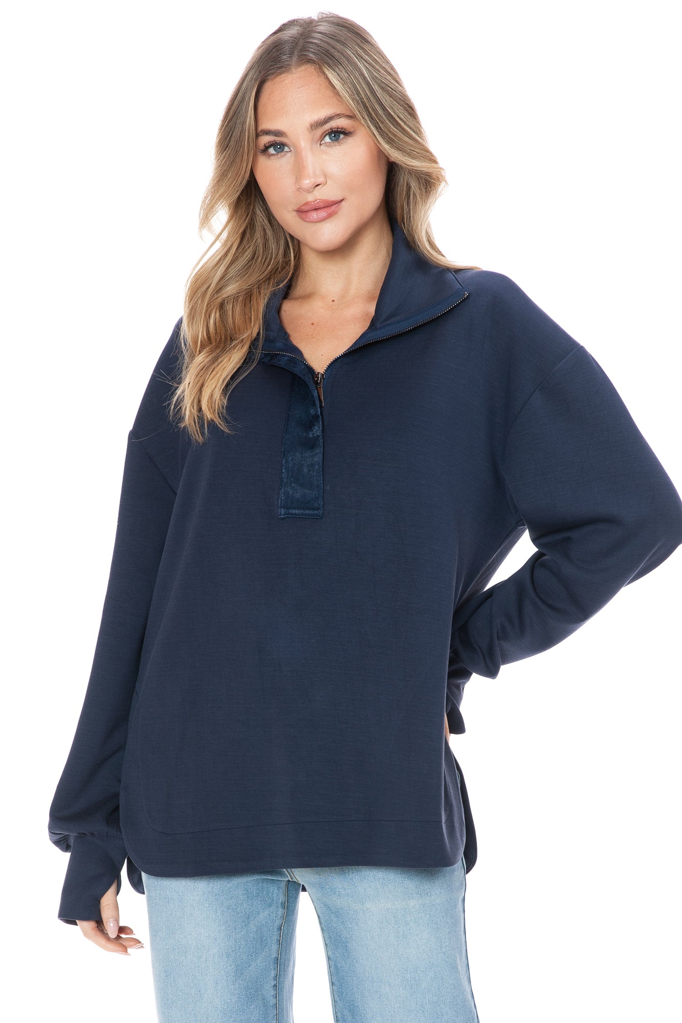 Cloud Half Zip Navy Sweatshirt