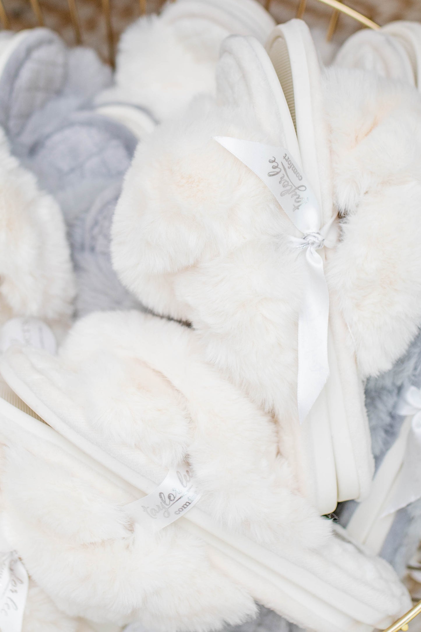 Ivory Faux Fur Plush Slippers
