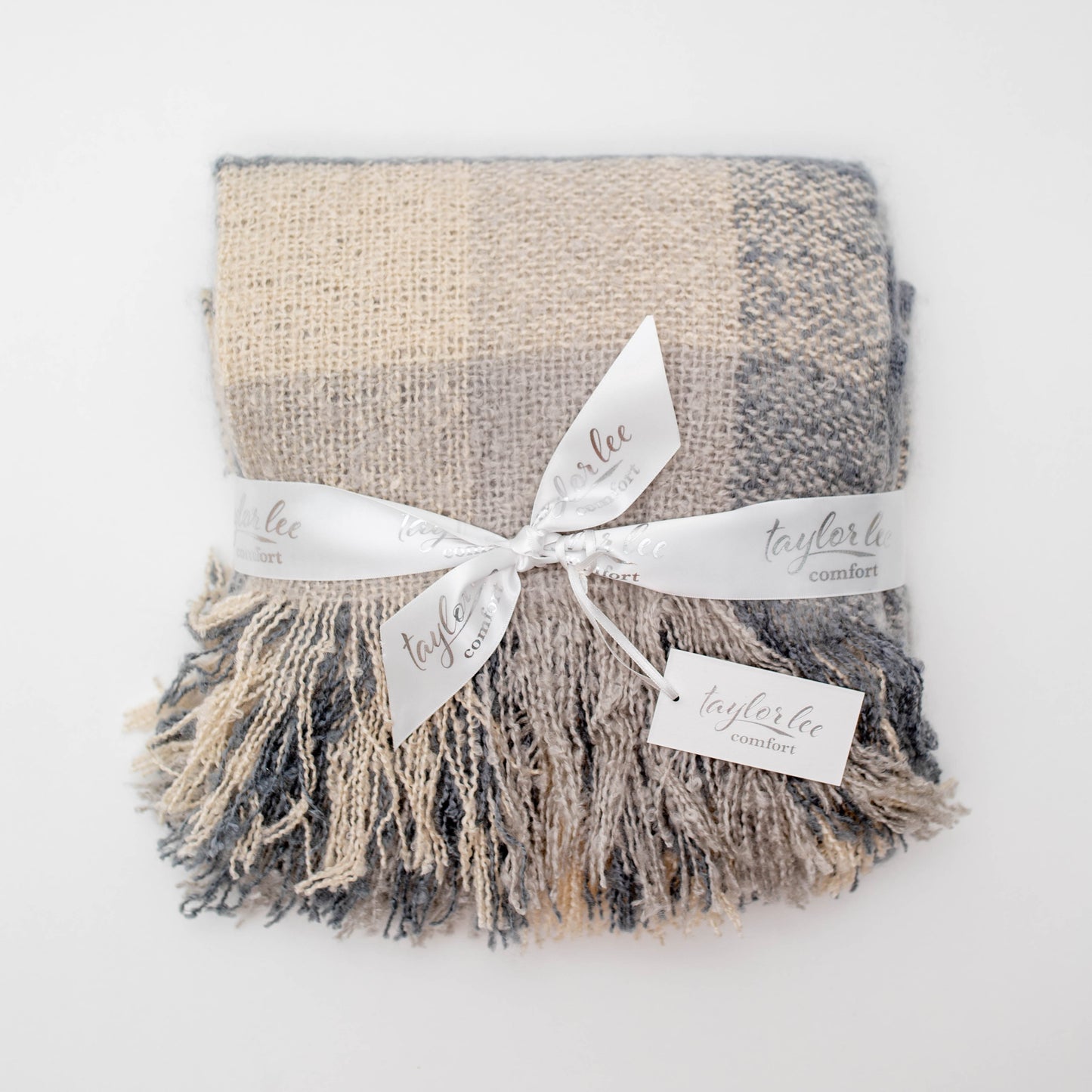 Faux Mohair Plaid Fringed Throw Blanket