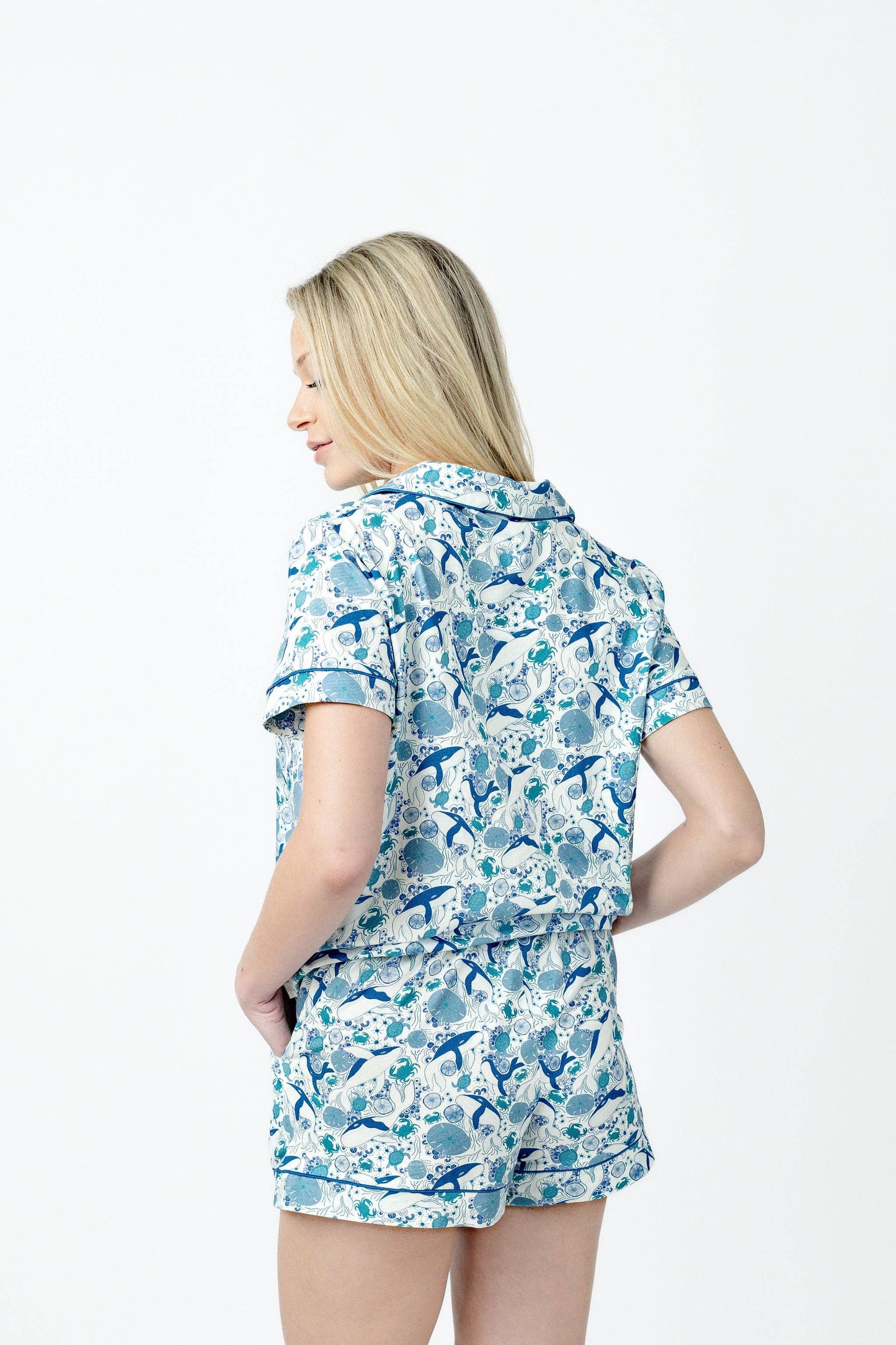 Blue Sea Life Modal Short PJ Set