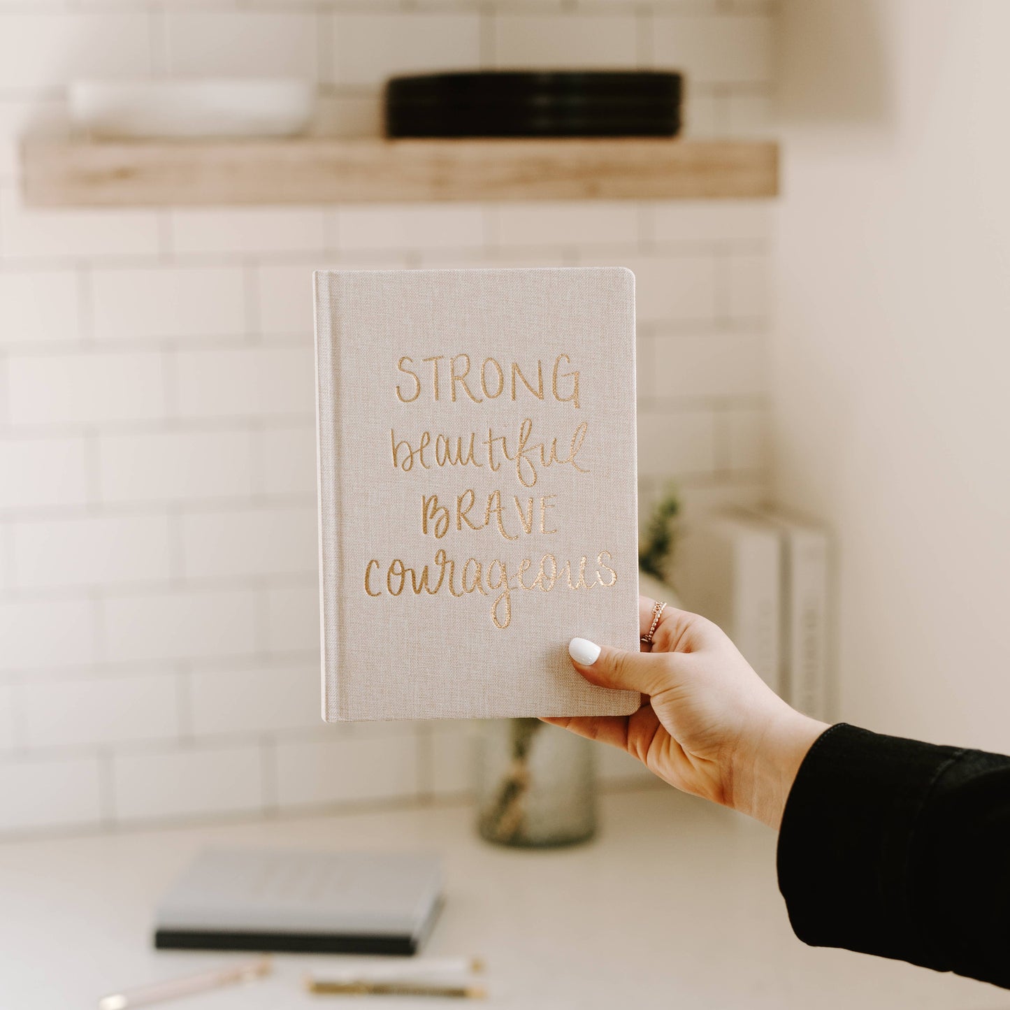 Strong Brave Courageous Fabric Journal