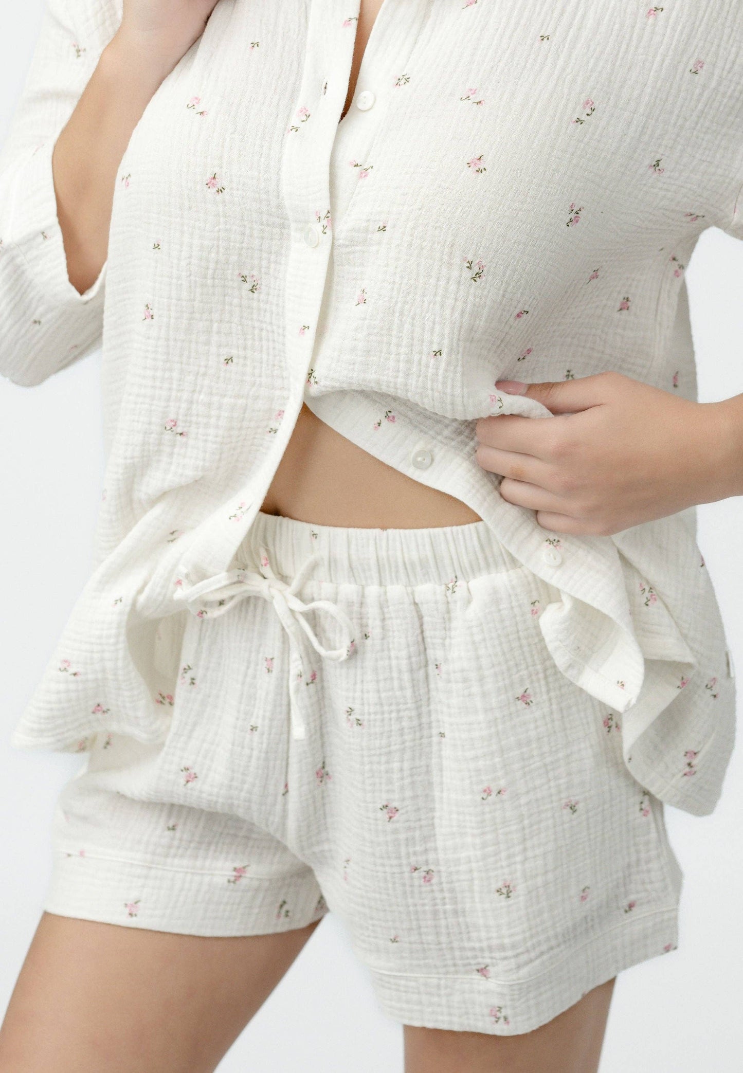 Pink Floral Cotton Short Set
