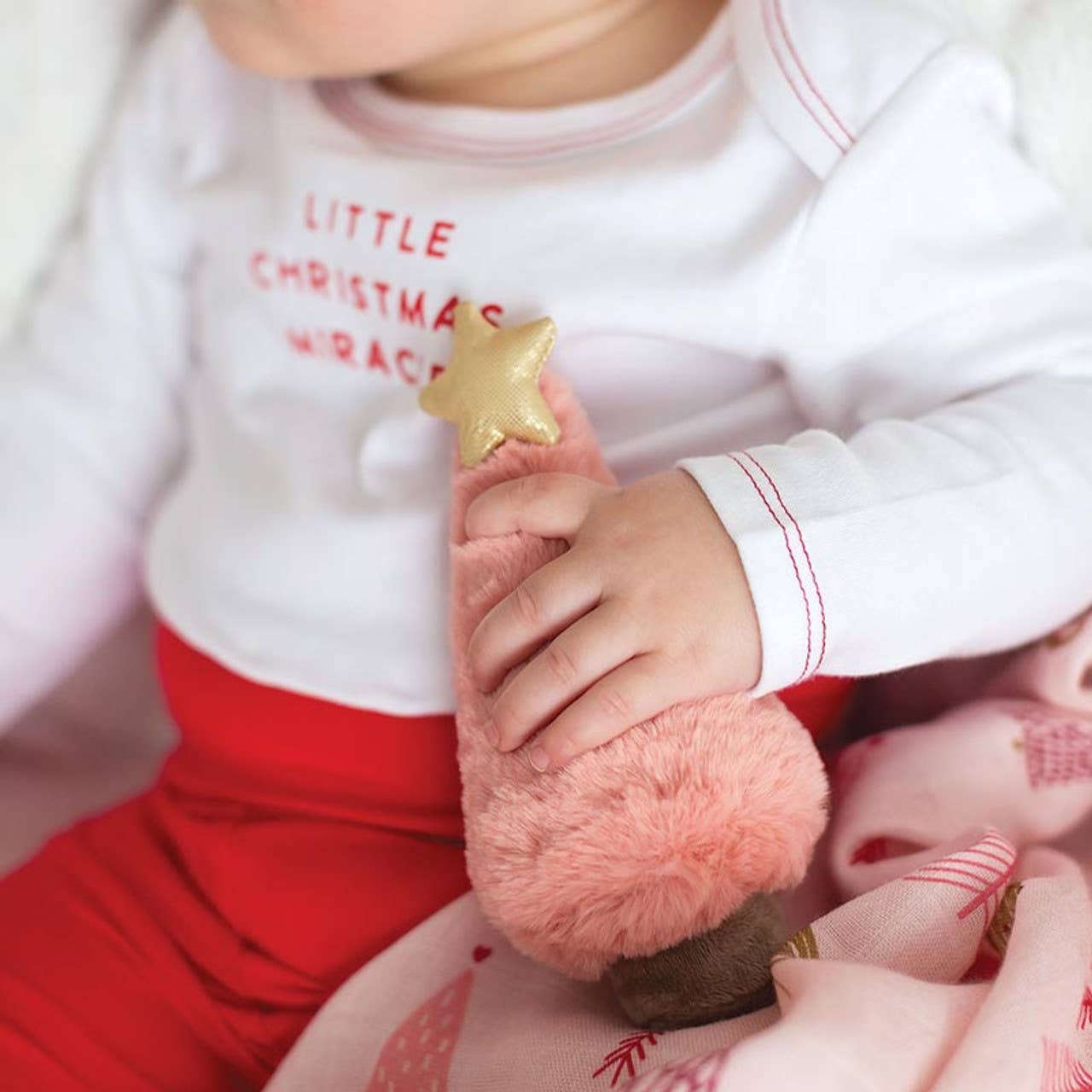 Swaddle Blanket & Plush Tree Rattle