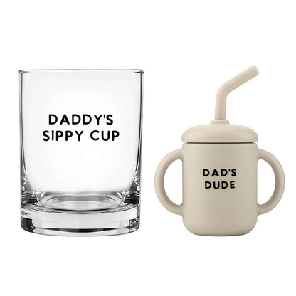 DOF Glass + Sippy Cup Set - Dad + Dude