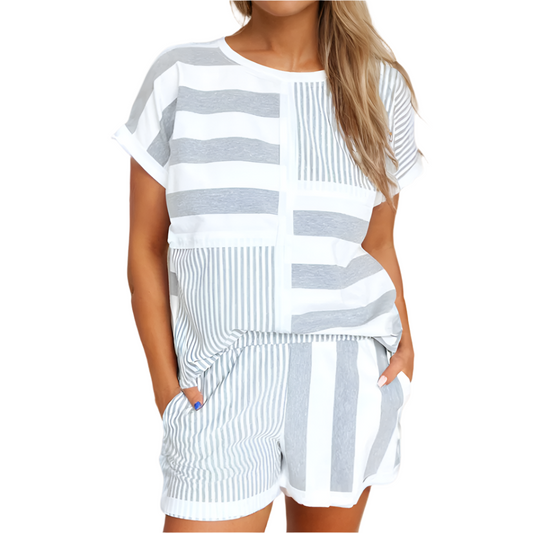 Striped Cotton Shorts Set