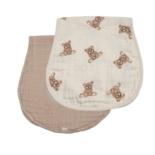 Teddy Bear Bamboo Burp Cloth Set 2-Pack