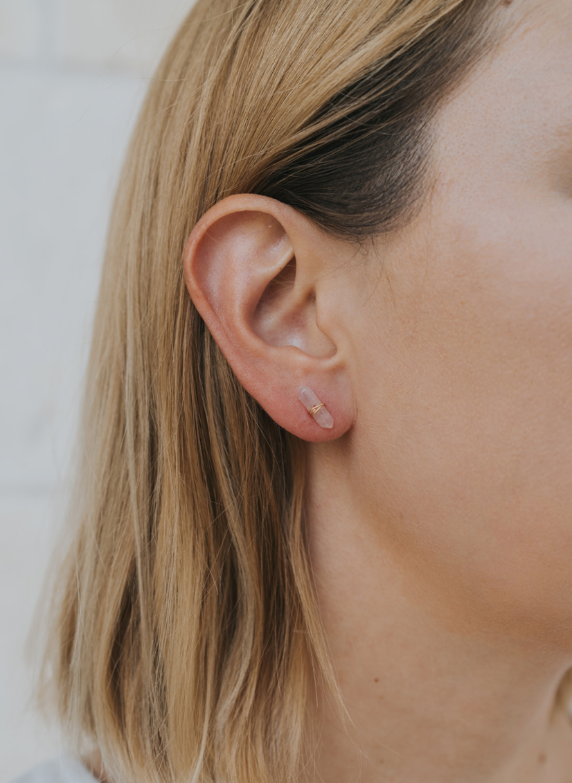 Mineral Point Rose Quartz Earrings