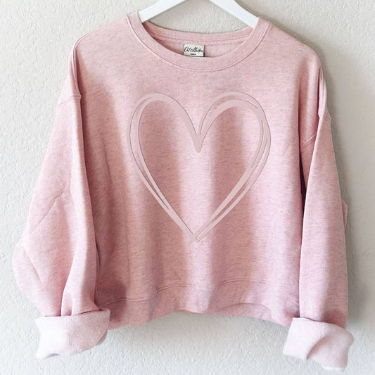 Heart Puff Print Graphic Sweatshirt