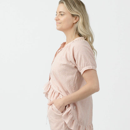 Gingham Ruffle Cotton Pajama Comfort Kit